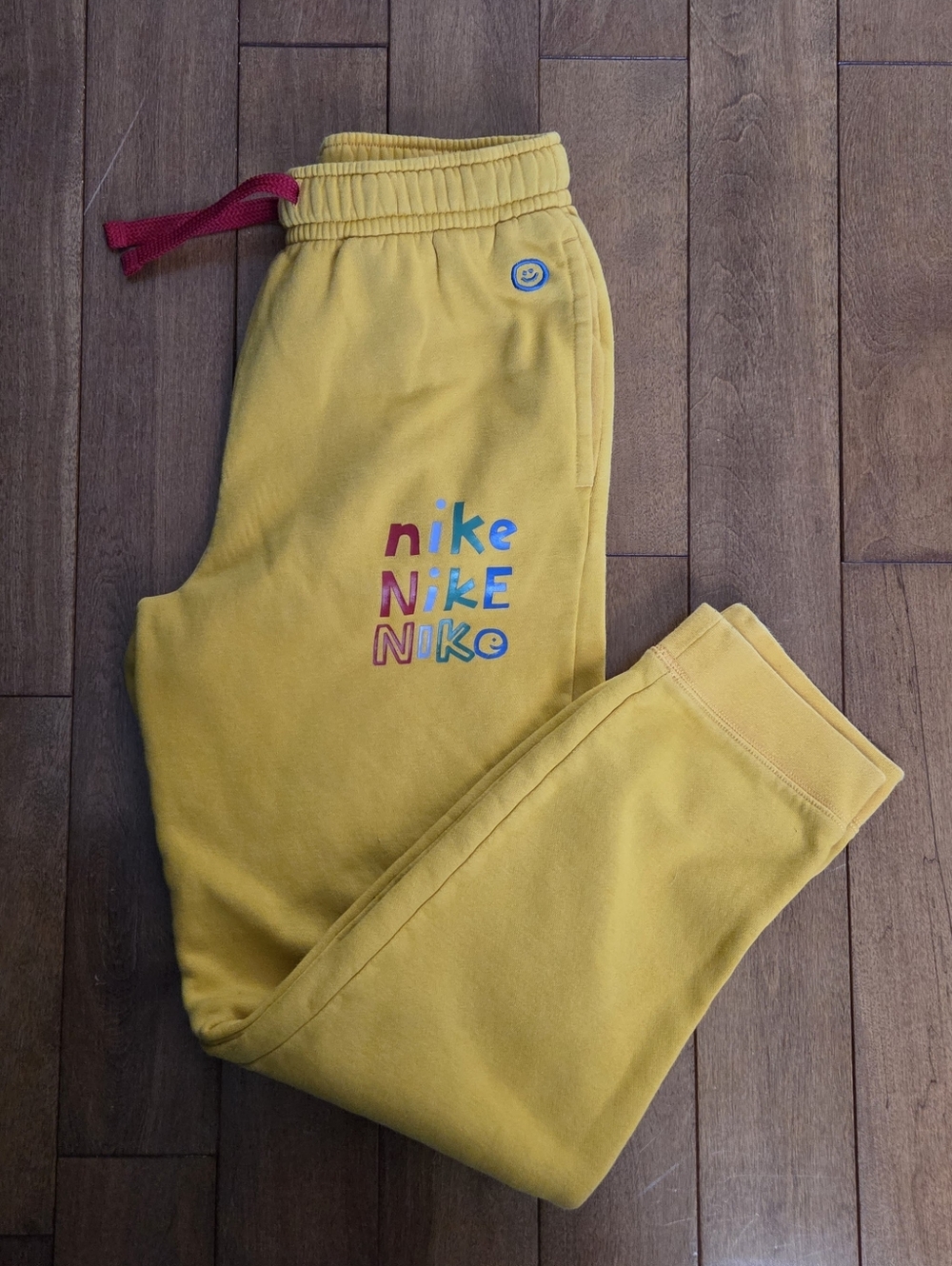 Nike Kids' Mustard Yellow Vintage Logo Fleece Jogger Bottoms Size XL